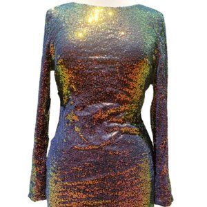 Charlotte Russe Bodycon Cocktail Stretch Zipper Long Sleeve Mini Bling D…